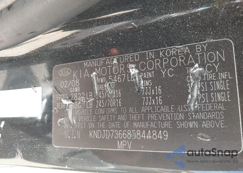 2008 Kia Sorento Ex из США, поврежденный, VIN KNDJD736685844849